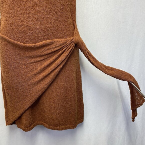 Free People Beach Poppy Sweater Mini Dress Women Small Rust V-Neck Sleeveless - Picture 12 of 16